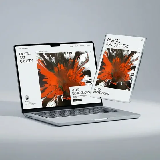 Website einer digitalen Kunstgalerie