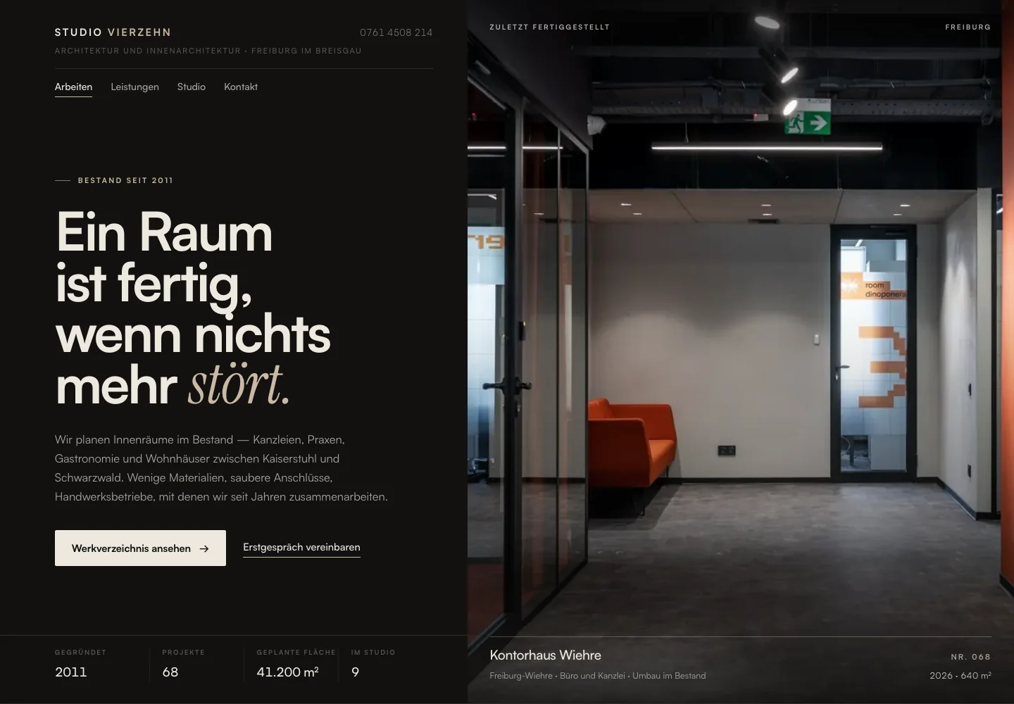 Beispielentwurf einer Website für Architektur und Innenraum: Studio Vierzehn
