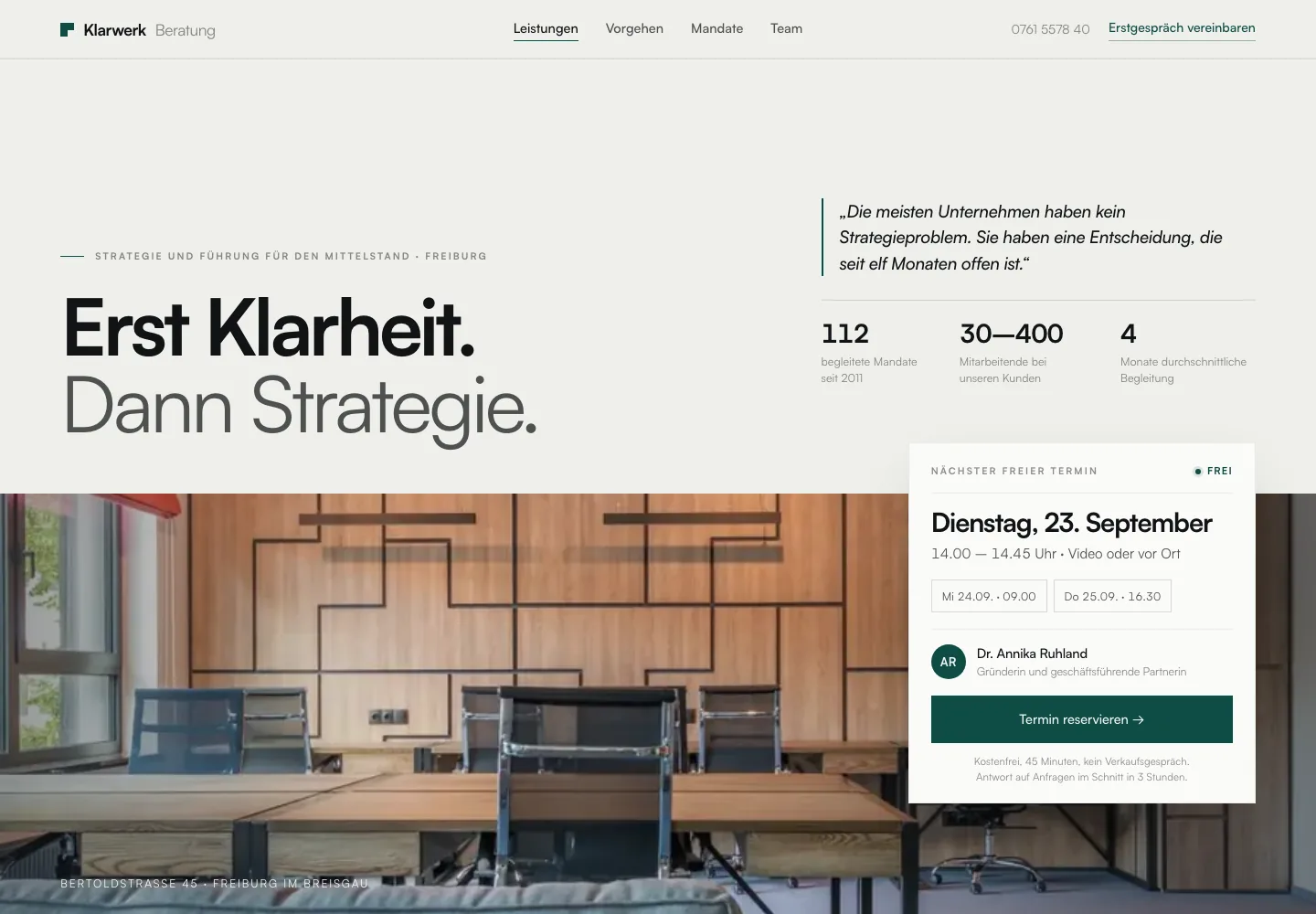 Beispielentwurf einer Website für Beratung und Coaching: Klarwerk Beratung
