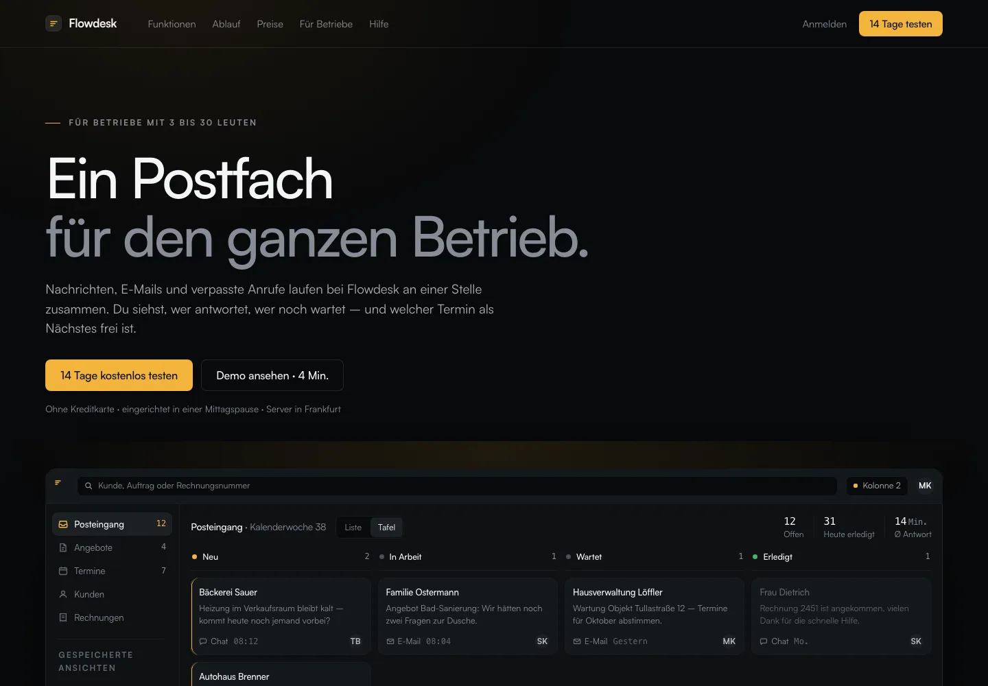 Beispielentwurf einer Website für Software und SaaS: Flowdesk